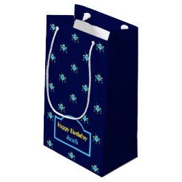 Sacola Para Presentes Pequena Saco de Presente Azul Marinho com Padrão de Robô A