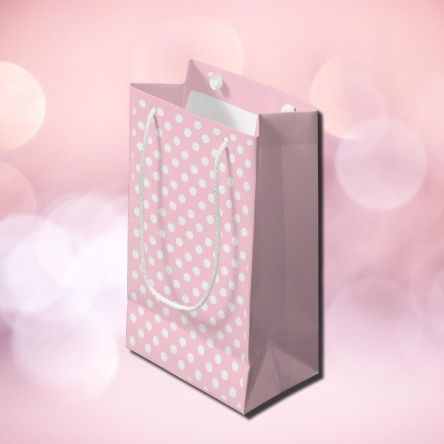 Sacola Para Presentes Pequena Saco de Presente com Bolinhas Rosa Pastel (Criador carregado)
