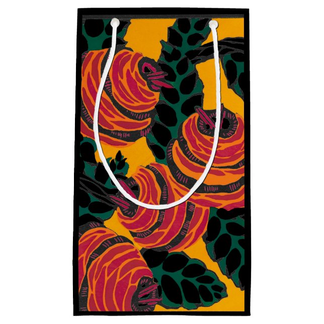 SACOLA PARA PRESENTES PEQUENA SACO DE PRESENTE COM PADRÃO ANTICO CHINÊS EM AMARE (Frente)