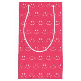 Sacola Para Presentes Pequena Saco de Presente com Padrão de Sorriso Rosa