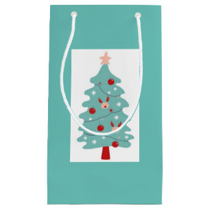 Sacola Para Presentes Pequena Saco de Presente de Árvore Fofo (Seafoam)