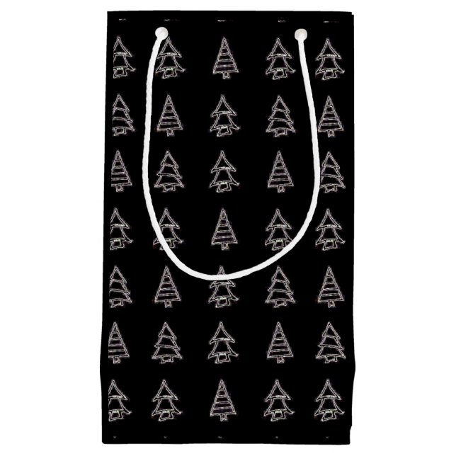 Sacola Para Presentes Pequena Saco de Presente de Árvore Preto e Branco (Frente)