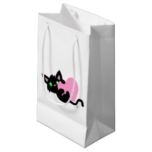 Sacola Para Presentes Pequena Saco de Presente de Gatinho Preto do Dia dos Namor
