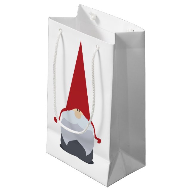Sacola Para Presentes Pequena Saco de Presente de Gnome de Natal (Frente inclinada)