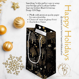 Sacola Para Presentes Pequena Saco de Presente de Natal Preto e Dourado