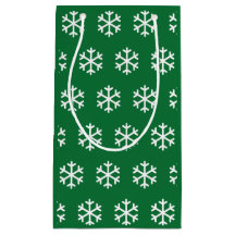Saco de Presente de Natal Verde Floco de Neve