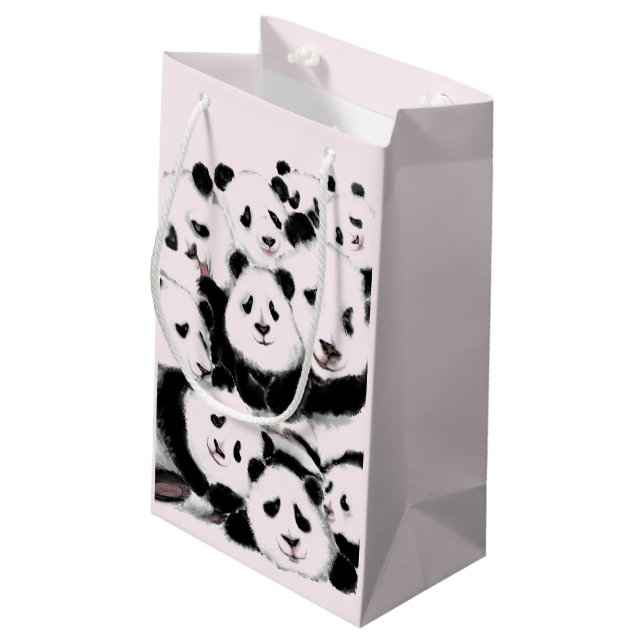 Sacola Para Presentes Pequena Saco de Presente de Panda Engraçado (Verso inclinado)