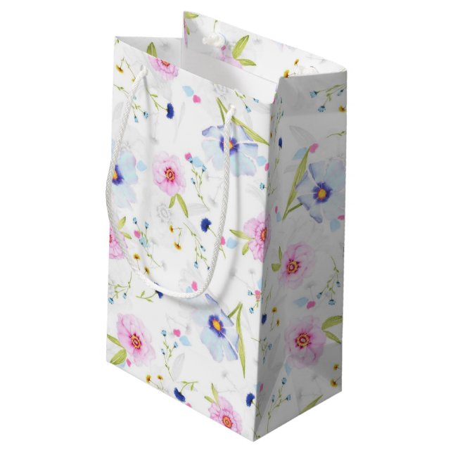 Sacola Para Presentes Pequena Saco de Presente do Padrão de Flores (Verso inclinado)