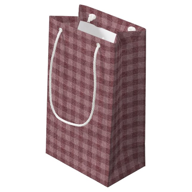 Sacola Para Presentes Pequena Saco de Presente do Padrão Rustic Red Checkered (Verso inclinado)