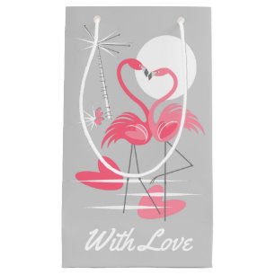 Sacola Para Presentes Pequena Saco de presente Flamingo Love With Love pequeno