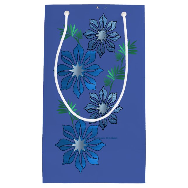 Sacola Para Presentes Pequena Saco de presente Flor Azul (Frente)