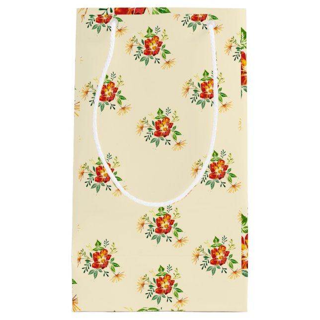 Sacola Para Presentes Pequena Saco de Presente Flor de Primavera (Frente)