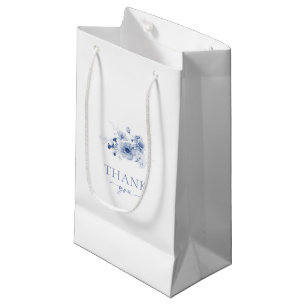 Sacola Para Presentes Pequena Saco de Presente Floral Azul Empoeirado