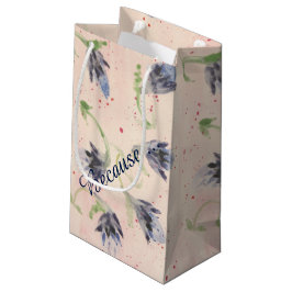 Sacola Para Presentes Pequena Saco de presente floral de cor aquosa azul