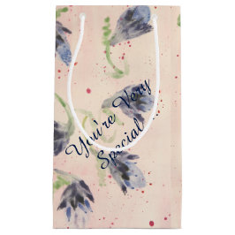 Sacola Para Presentes Pequena Saco de presente floral de cor aquosa azul