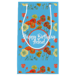 Sacola Para Presentes Pequena Saco de Presente Floral Poppies Iceland Laranja