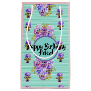 Sacola Para Presentes Pequena Saco de Presente Floral Turquesa em estilo Shabby