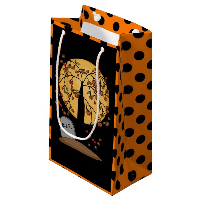 Sacola Para Presentes Pequena Saco de presente Halloween Tombstone Holiday (Frente inclinada)