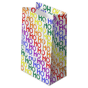 Sacola Para Presentes Pequena Saco de Presente Padrão Ho Ho Ho Arco-íris