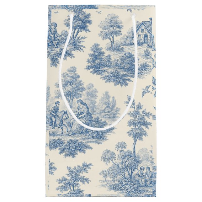 Sacola Para Presentes Pequena Saco de Presente Toile Azul (Frente)