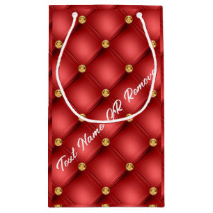 Sacola Para Presentes Pequena Saco de Presente Vermelho e Dourado com Texto Pers