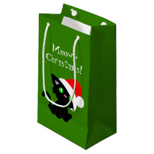 Sacola Para Presentes Pequena Saco do Gatinho Preto de Natal