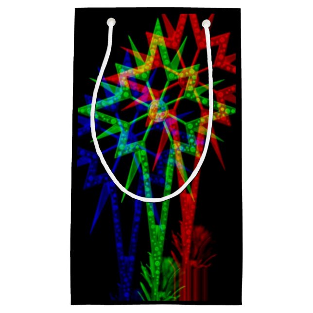 Sacola Para Presentes Pequena Saco do Presente da Estrela Psicodélica (Frente)