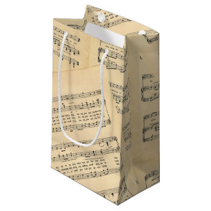 Sacola Para Presentes Pequena Saco do presente da partitura do natal vintage