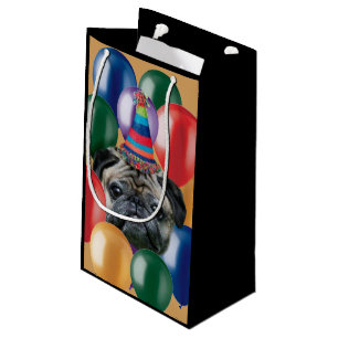 Sacola Para Presentes Pequena Saco do presente do cão do Pug do aniversário