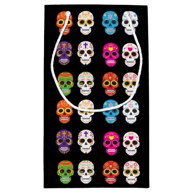 Sacola Para Presentes Pequena Saco do presente do crânio do açúcar (Verso)