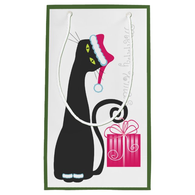 Sacola Para Presentes Pequena Saco do presente do Feliz Natal (Frente)