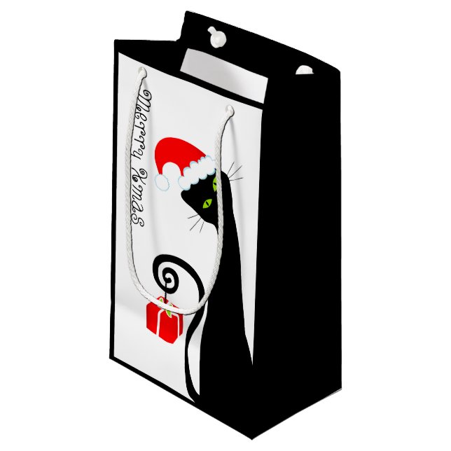 Sacola Para Presentes Pequena Saco do presente do Feliz Natal (Frente inclinada)