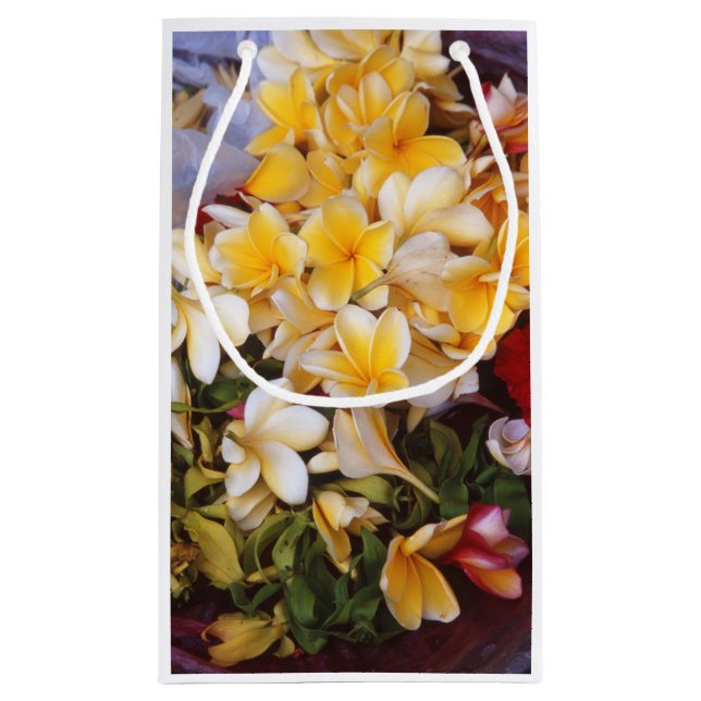 Sacola Para Presentes Pequena Saco do presente do vinho da flor amarela (Verso)