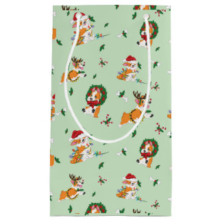 Sacola Para Presentes Pequena Saco do presente dos Corgis do Natal