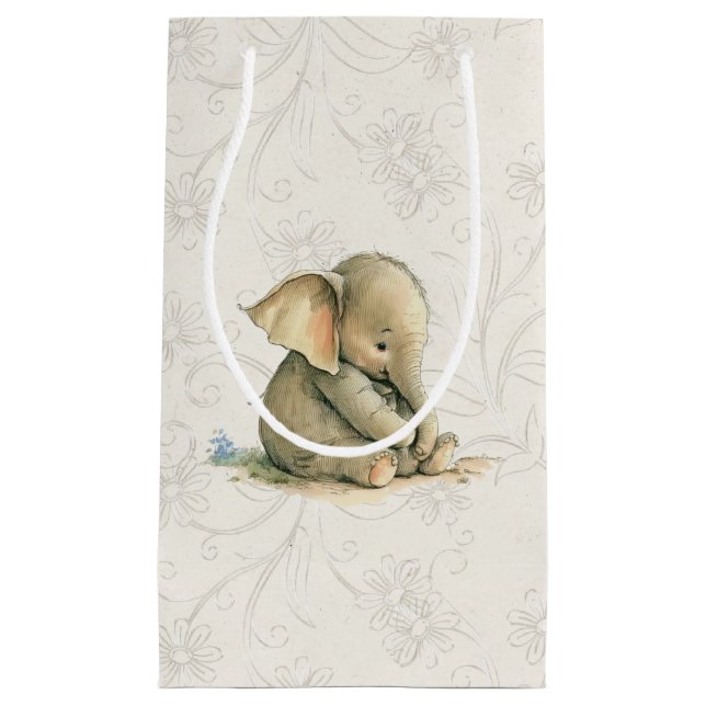 Sacola Para Presentes Pequena Saco do Presente - Elefante do Bebê (Frente)