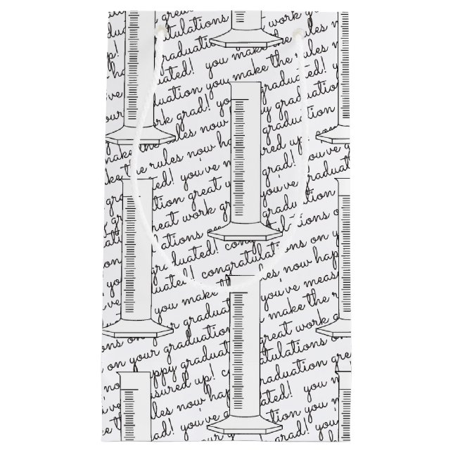 Sacola Para Presentes Pequena Saco feliz do presente da graduação do cilindro (Frente)