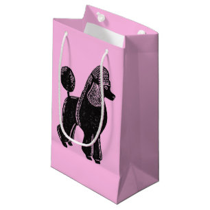 Sacola Para Presentes Pequena Saco lustroso do presente do rosa preto da caniche