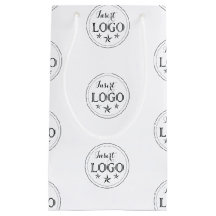 Saco Pequeno de Presente Branco Clássico com Logot