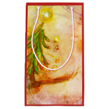 Saco pequeno feliz do presente da árvore de Natal