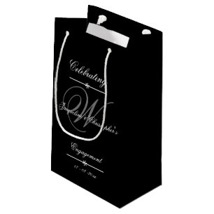 Sacola Para Presentes Pequena Saco Pequeno Preto para Festa de Noivado com Monog