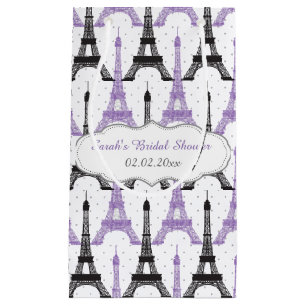 Sacola Para Presentes Pequena Saco roxo chique do presente da torre Eiffel de