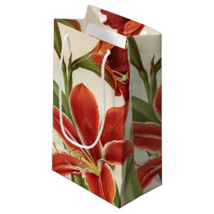 Sacola Para Presentes Pequena Saco vermelho do presente do Natal do Amaryllis do