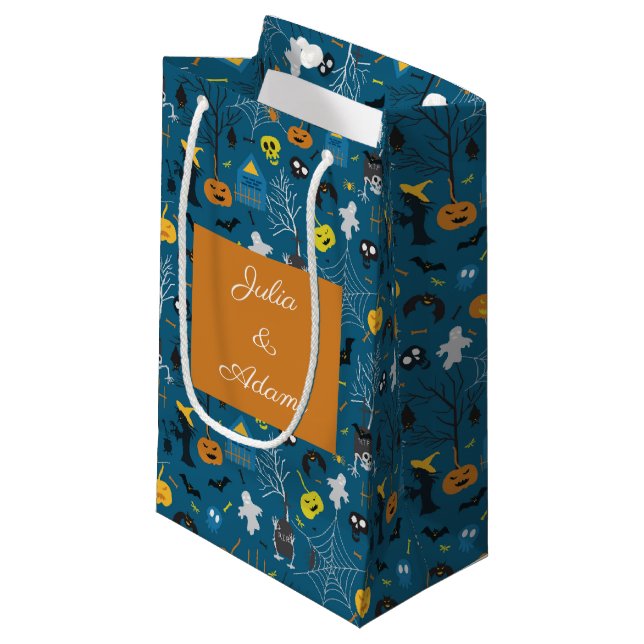 Sacola Para Presentes Pequena Sacol de Presente da Noite de Halloween (Frente inclinada)