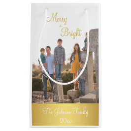 Sacola Para Presentes Pequena Sacos De Presente De Foto De Natal Dourado E feliz