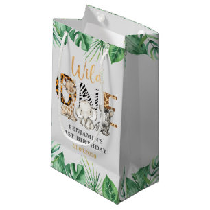 Sacola Para Presentes Pequena Safari Wild One Festa de aniversário Small Gift B