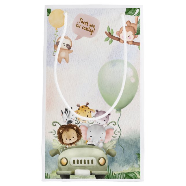 Sacola Para Presentes Pequena Safari Zoo Birthday (Frente)