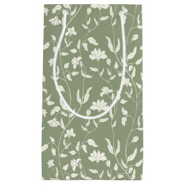 Sacola Para Presentes Pequena Sage Green e Cream Floral Gift Bag