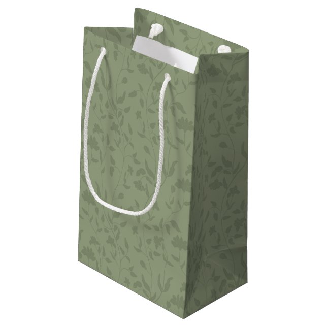 Sacola Para Presentes Pequena Sage Green Floral Gift Bag (Verso inclinado)