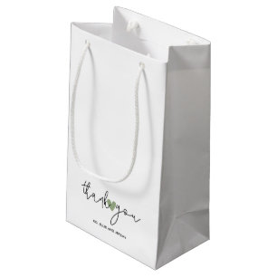 Sacola Para Presentes Pequena Sage Green Heart Casamento Simples de Caligrafia