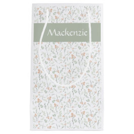 Sacola Para Presentes Pequena Sage Watercolor Wildflower Floral Custom Name